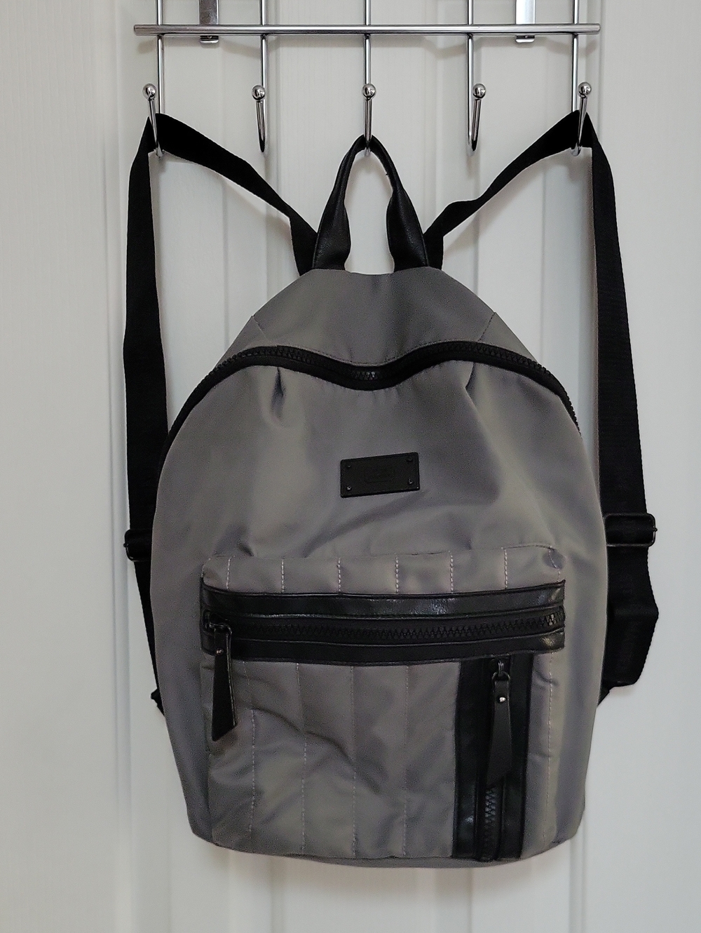 Steve Madden Gray Nylon Backpack with Black Trim